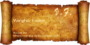Vargha Fodor névjegykártya